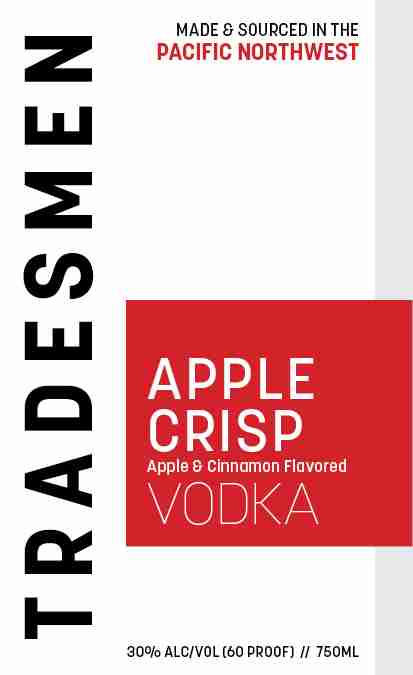 Bottle of Tradesmen Distillery Apple Crisp Vodka, 750 mL