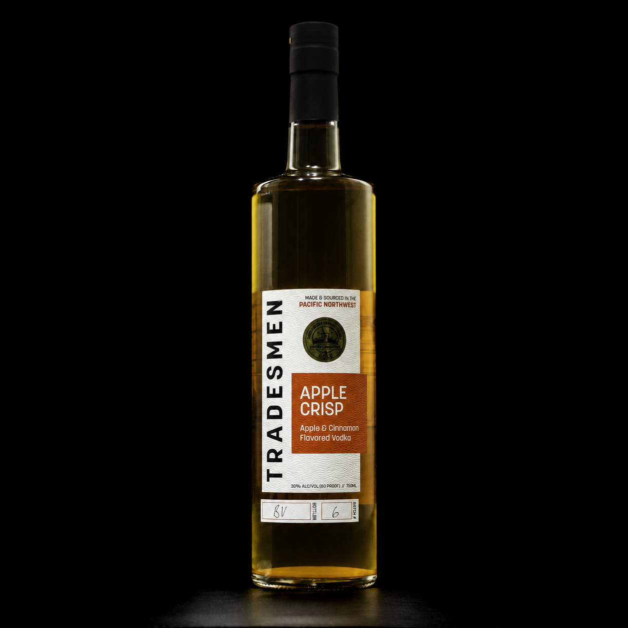 Bottle of Tradesmen Distillery Apple Crisp Vodka, 750 mL